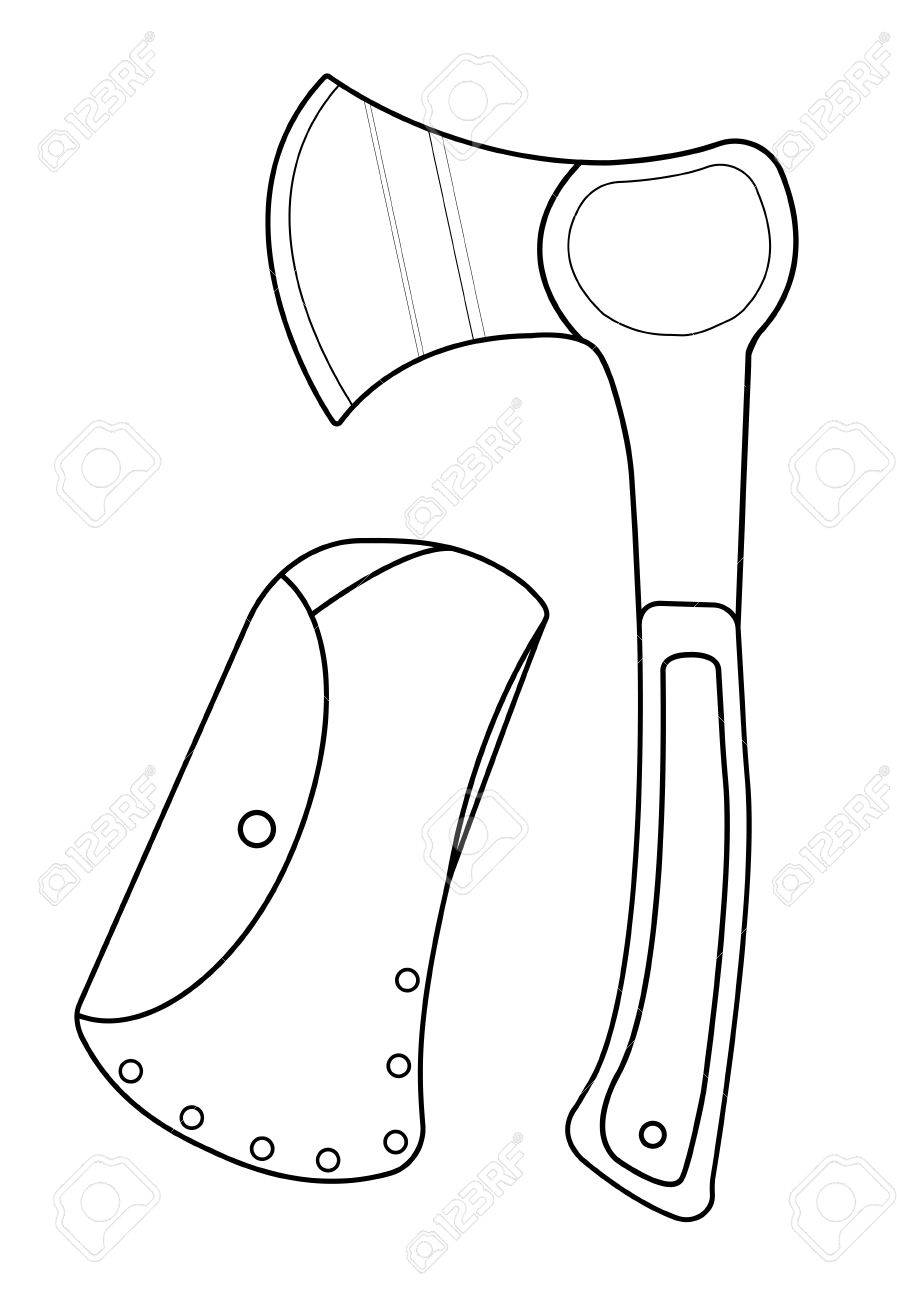 Sharp Rubberized Handle Small Handy Camping Ax Clip Art Contour Royalty Free Cliparts Vectors And Stock Illustration Image 40556757
