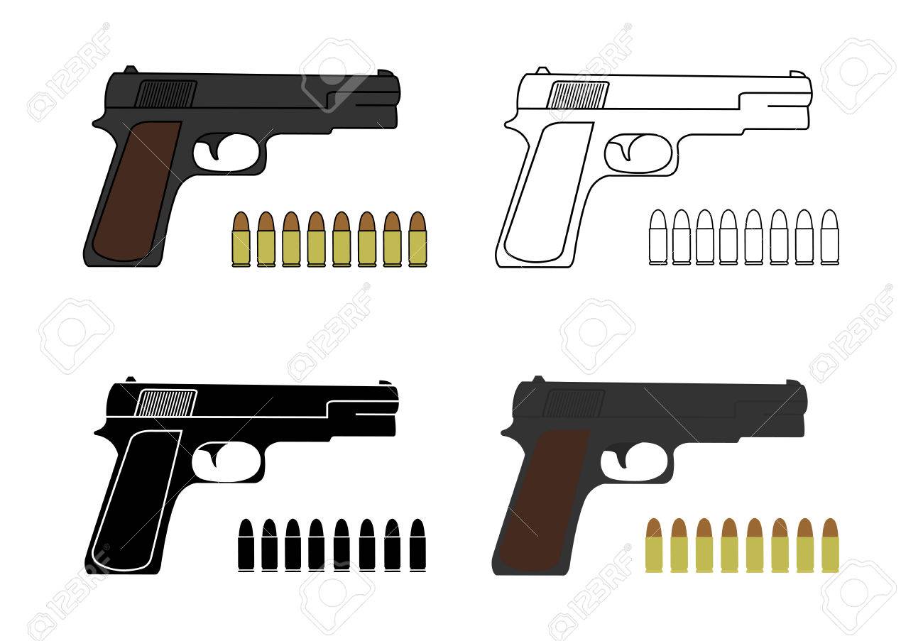 9 Mm の拳銃は 弾丸で設定します ゲームのリソース 色 輪郭 ブラック 白で隔離ベクトル クリップ アート イラストのイラスト素材 ベクタ Image 9 Mm の拳銃は 弾丸で設定します ゲームのリソース 色 輪郭 ブラック 白で隔離ベクトル クリップ アート イラストのイラスト素材 ベクタ Image