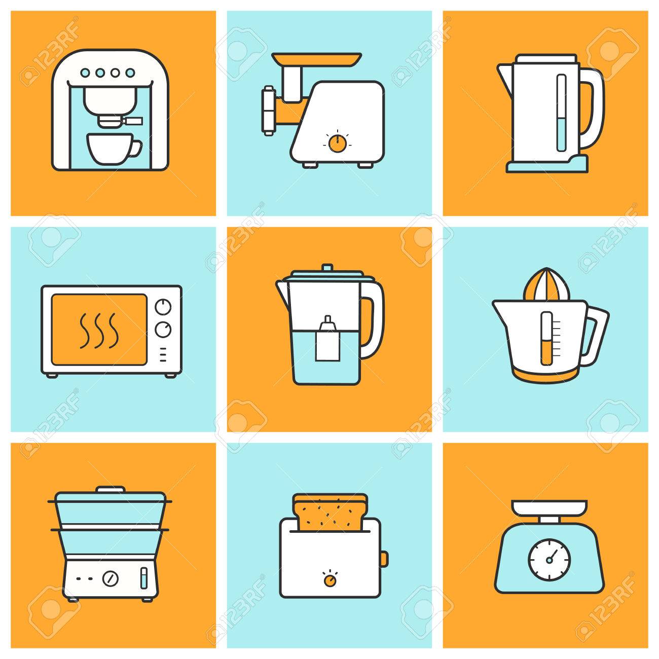 kitchenware flat design inforgraphic color icons set. modern kitchenware flat design inforgraphic color icons set. modern