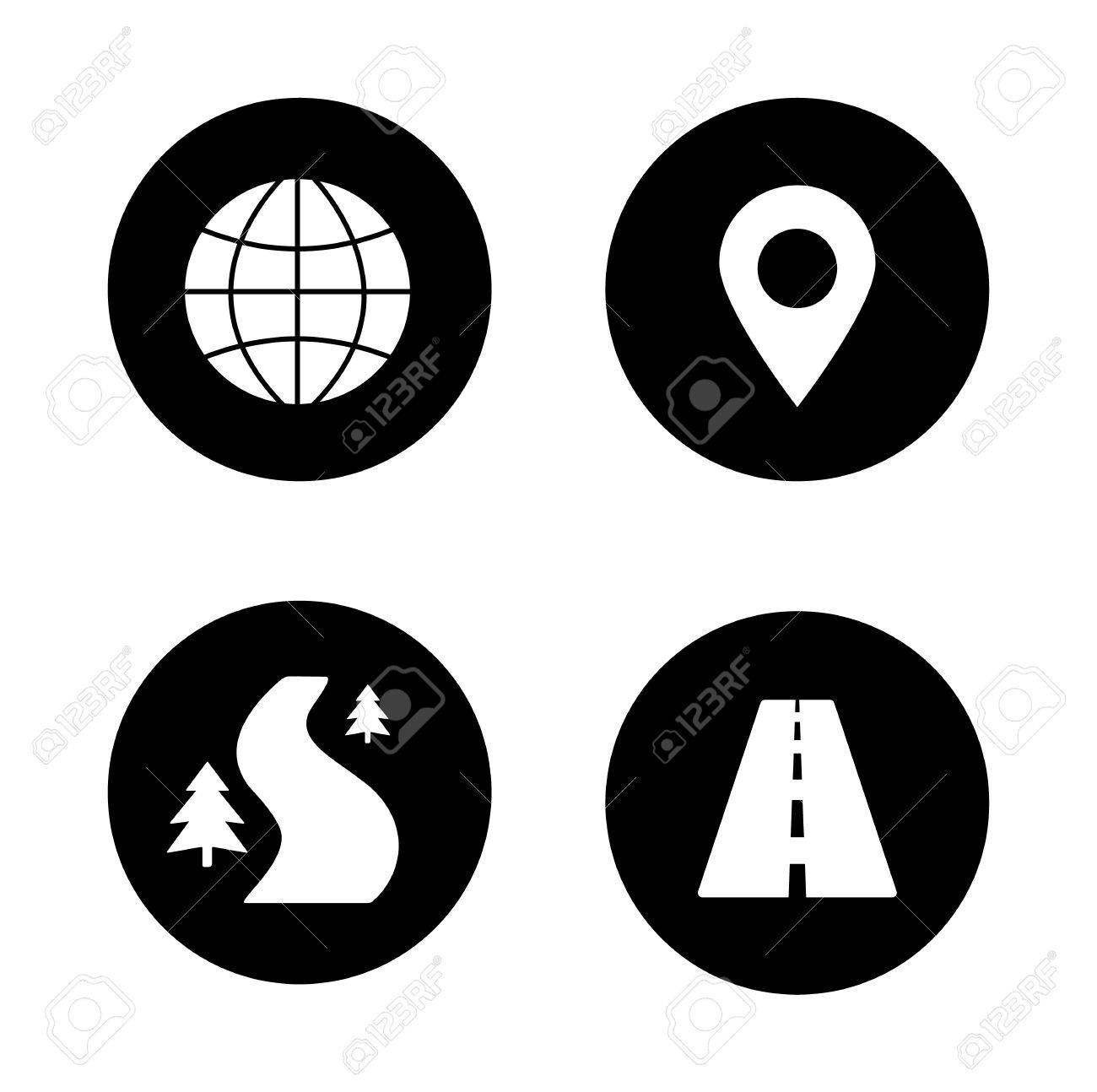 map navigation black icons