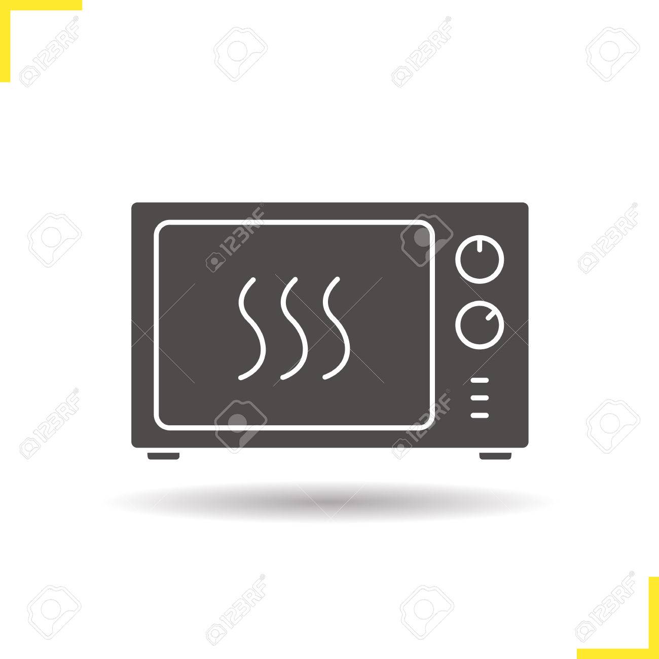 電子レンジ アイコン シャドウ シルエット シンボルをドロップします 電子レンジ コンロします 分離したベクトル図のイラスト素材 ベクタ Image