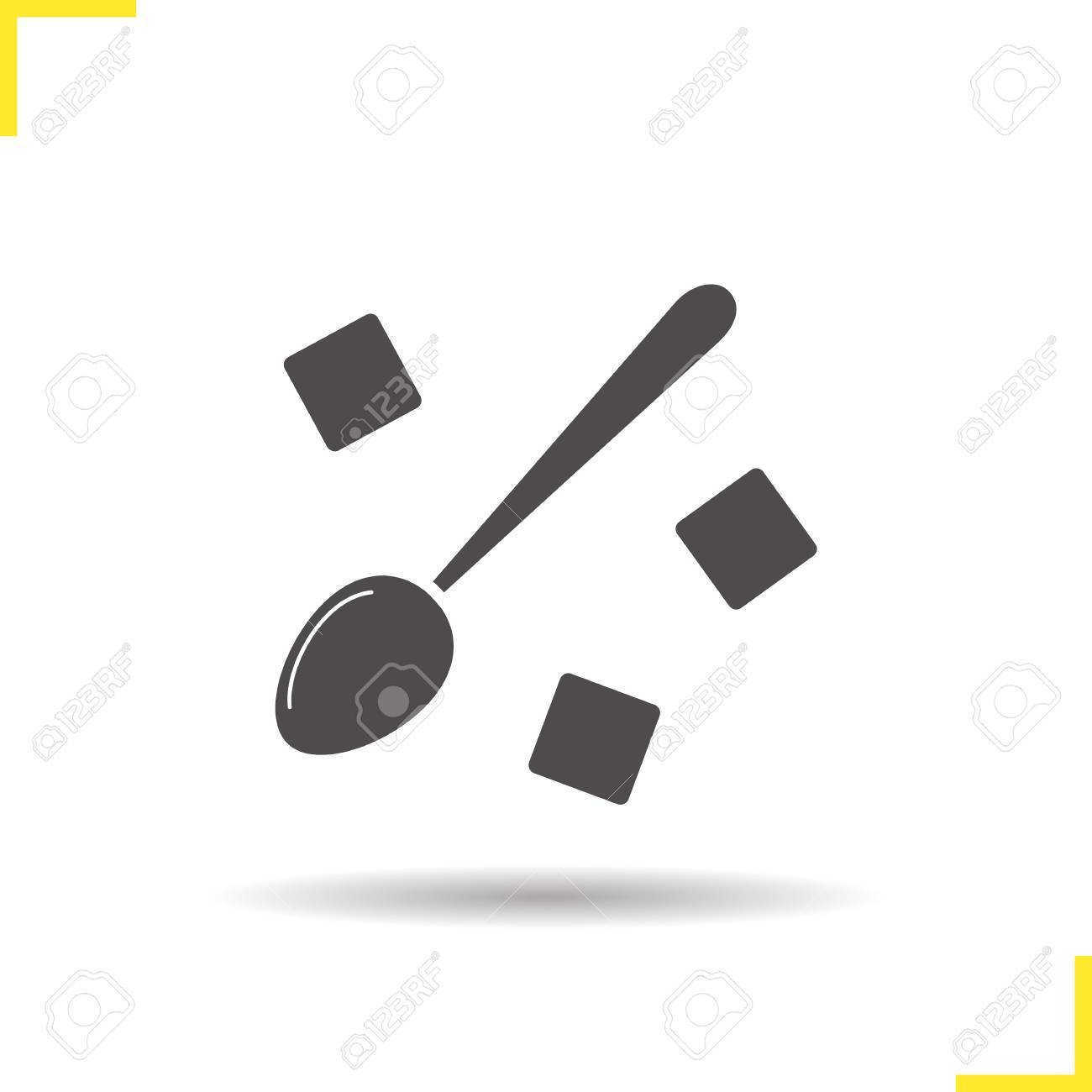 Lump Sugar Icon Drop Shadow Silhouette Symbol Raffinate Sugar