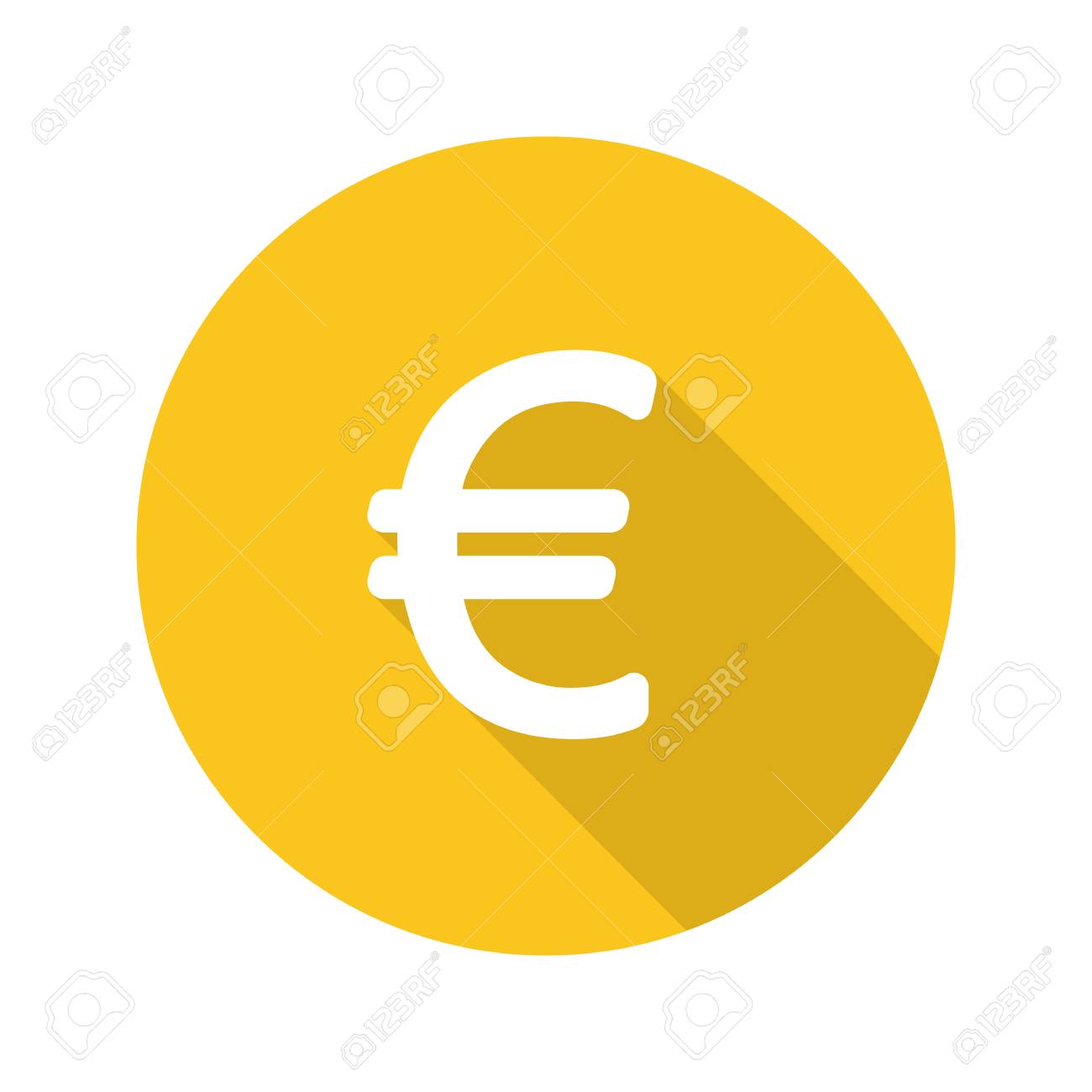 ユーロ通貨記号 フラットなデザインの長い影のアイコン 欧州連合のお金のシンボル ベクター シルエット イラストのイラスト素材 ベクタ Image