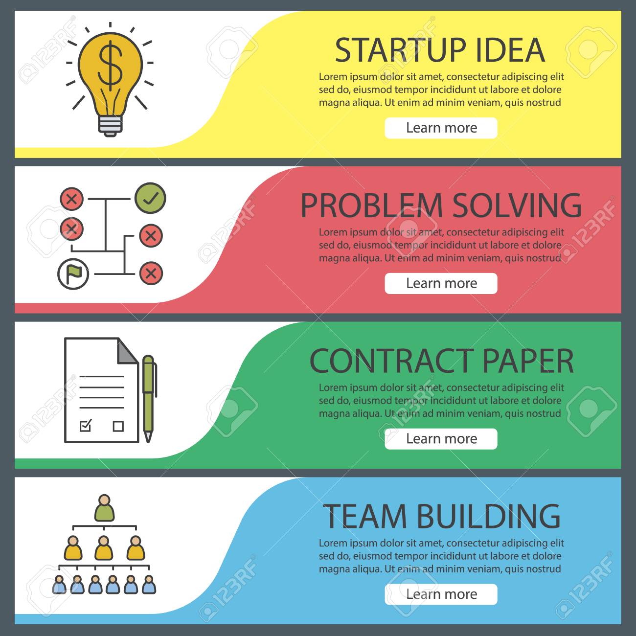 business banner templates set easy to edit problem solving