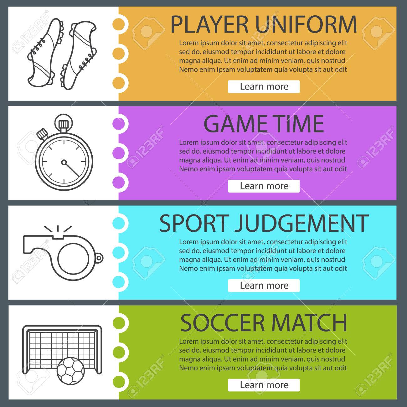 soccer banner templates set easy to edit football player s