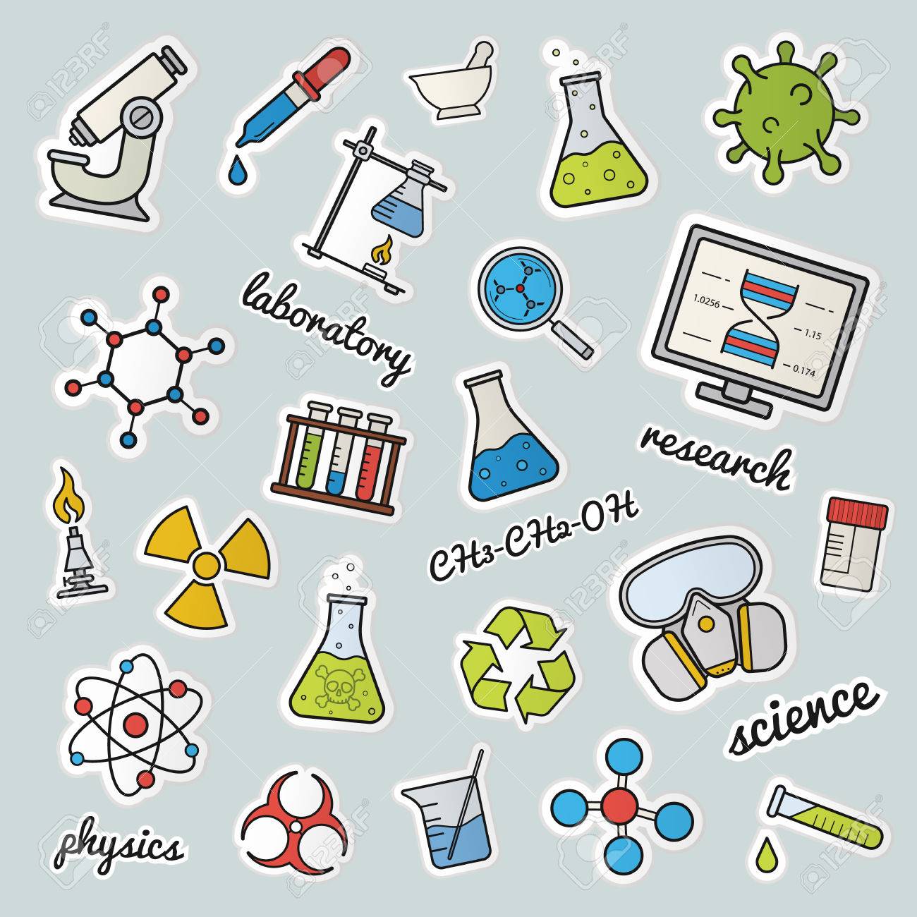 chemical lab patches science color stickers pins and badges