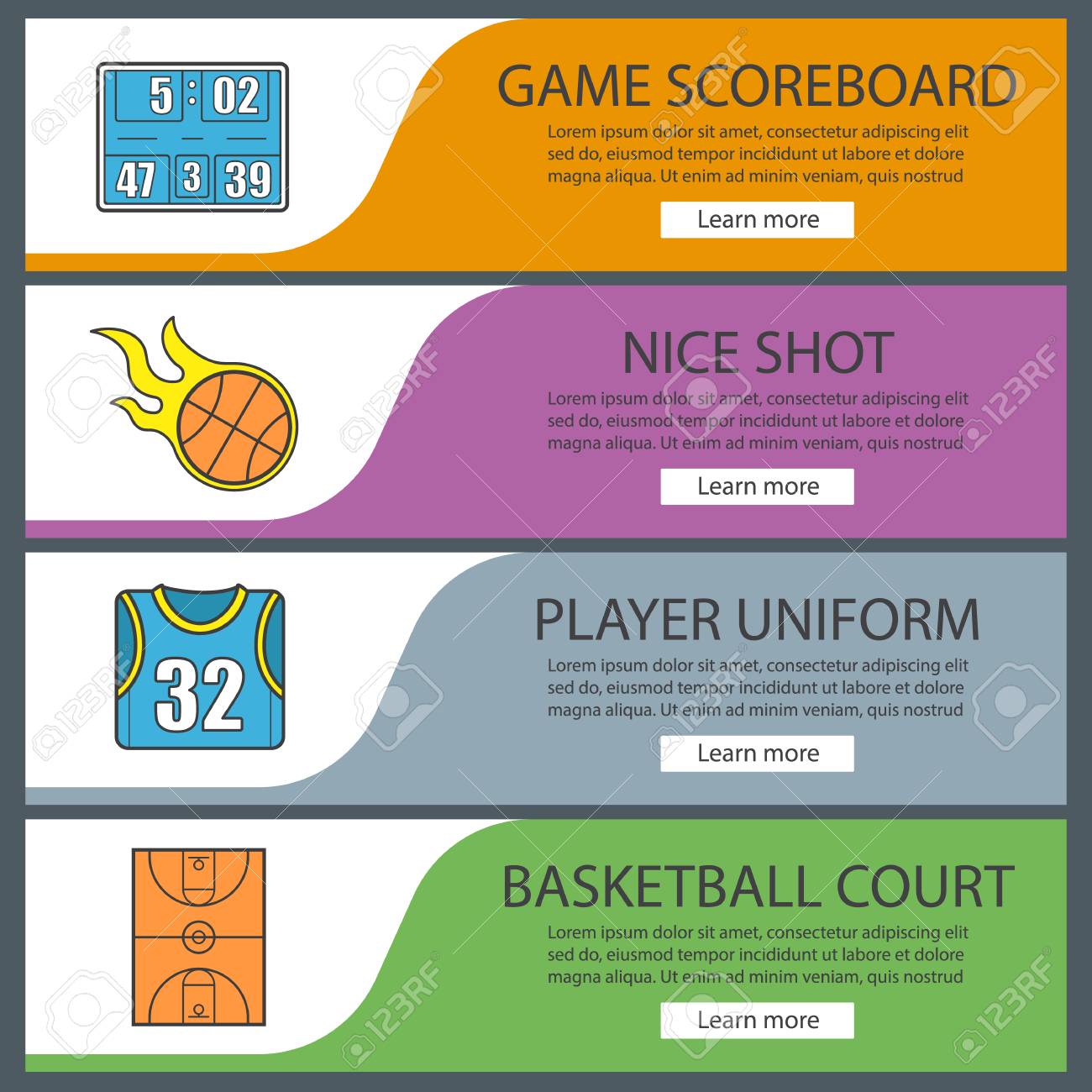 basketball banner templates set game scoreboard player uniform scoreboard templates