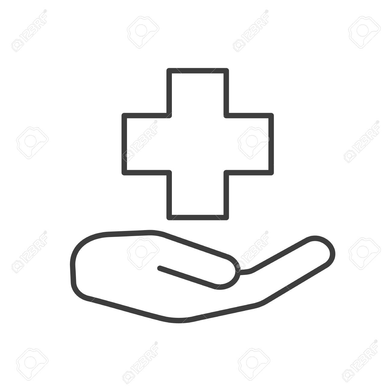Medical Care Linear Icon Hospital Thin Line Illustration Hand Royalty Free Cliparts Vectors And Stock Illustration Image 76252671