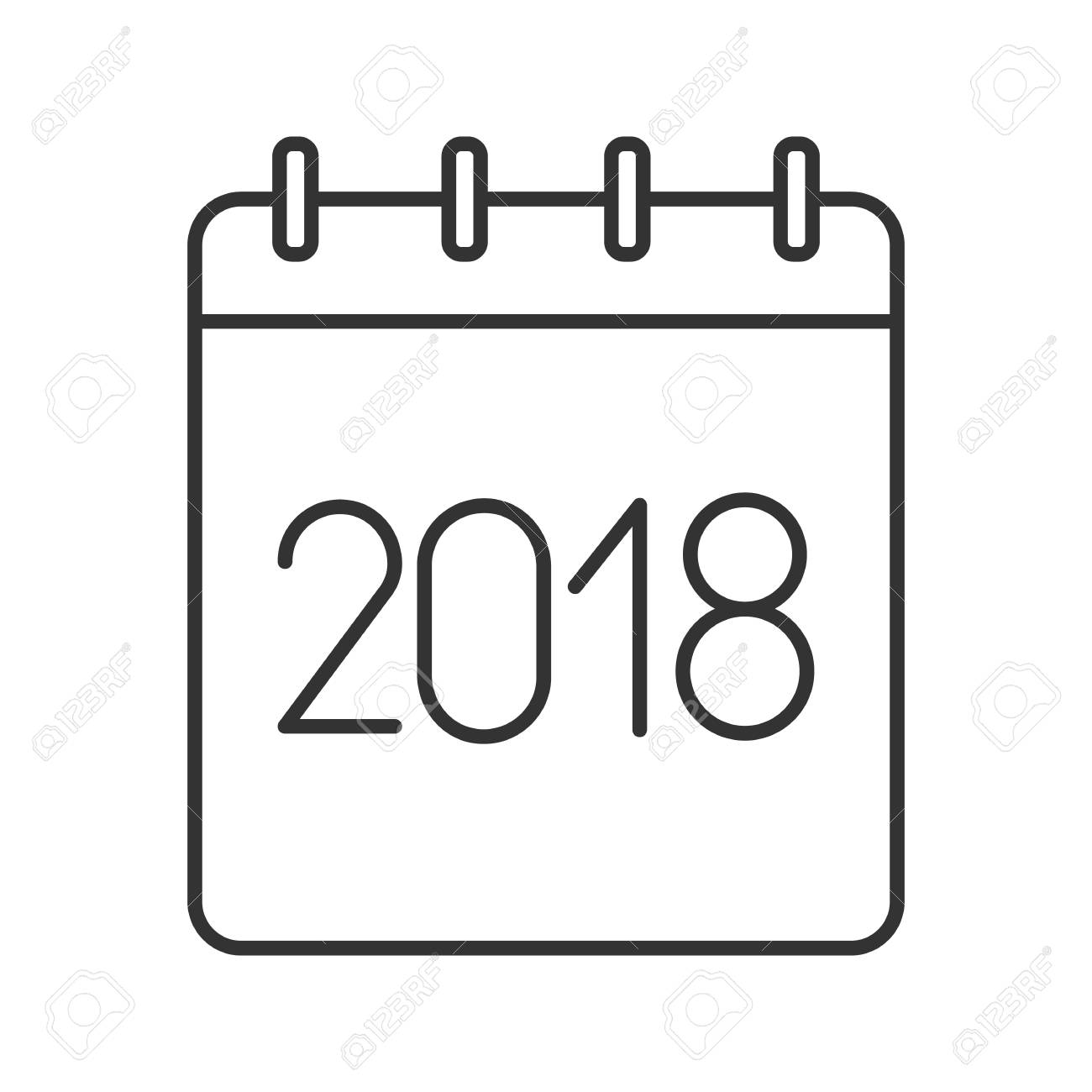 2018 annual calendar linear icon thin line illustration yearly