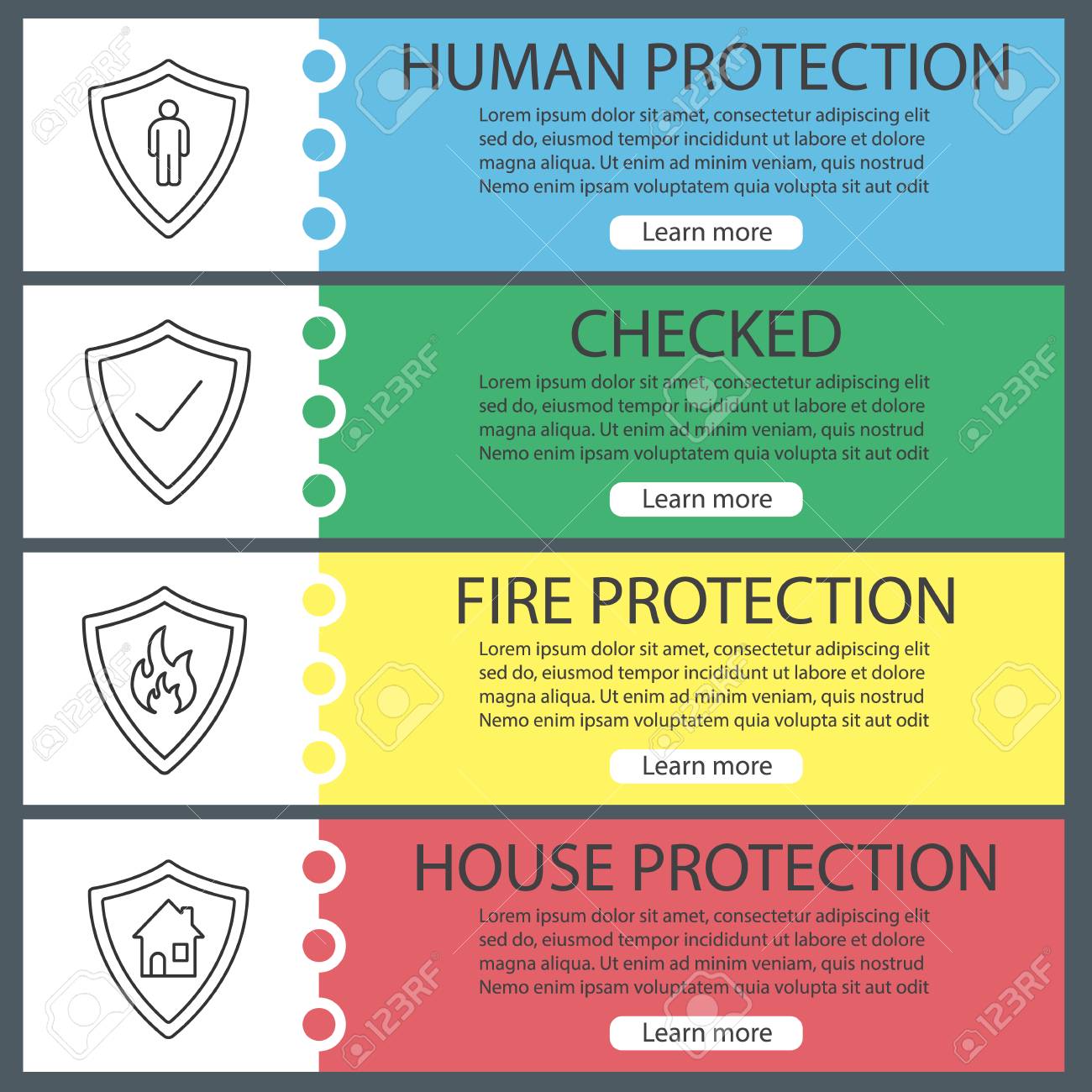 protection shields web banner templates set bodyguard firefighters