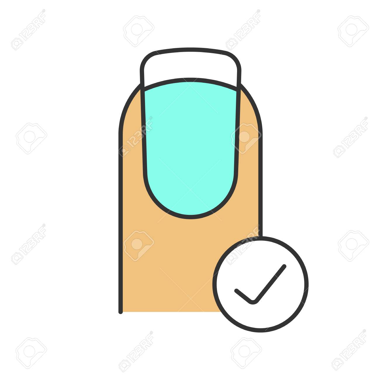 健康的な爪の色アイコン チェック マーク付きのフランス語マニキュア 良好な状態での爪 分離ベクトル図 のイラスト素材 ベクタ Image