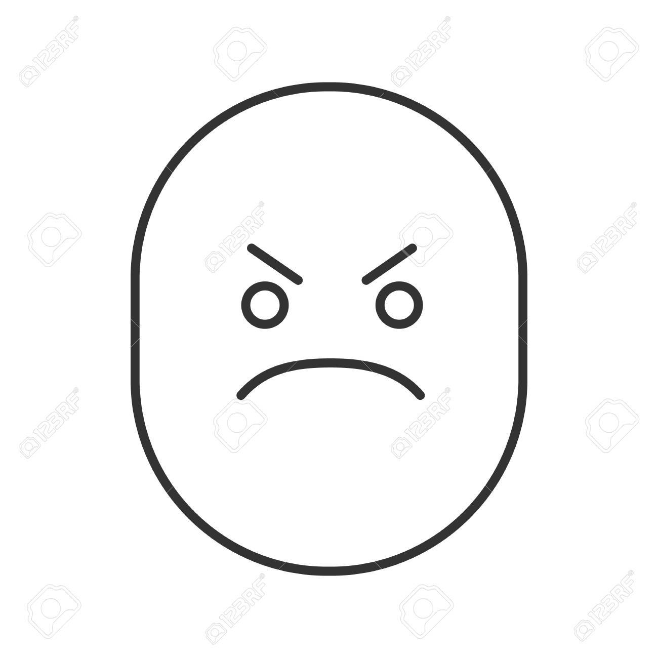 Lineare Ikone Des Verargerten Lachelns Stirnrunzelndes Gesicht Dunne Linie Abbildung Schlechte Stimmung Kontur Symbol Vektor Isoliert Umrisszeichnung Lizenzfrei Nutzbare Vektorgrafiken Clip Arts Illustrationen Image 87708798