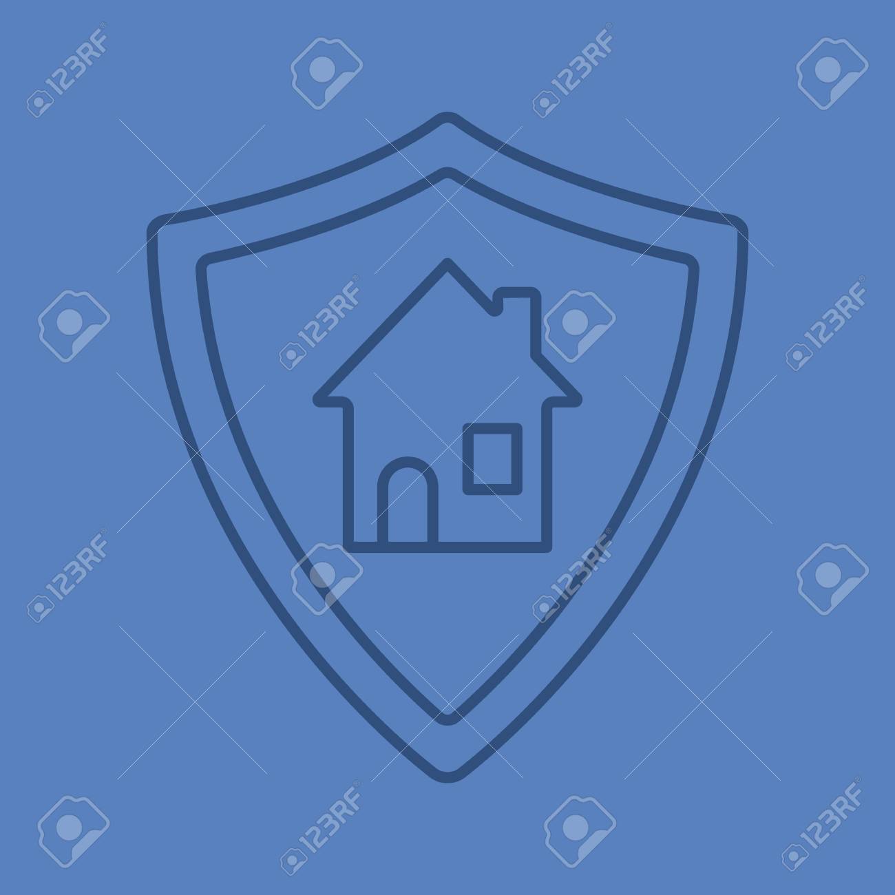 real estate security color linear icon smart home protection security badge outline