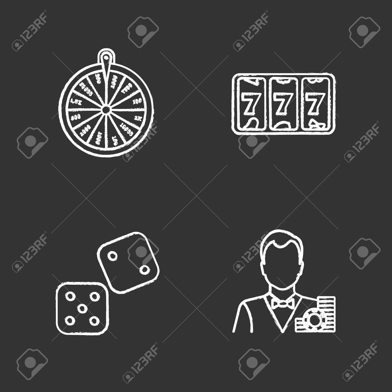 カジノチョークアイコンセット ルーレット ラッキーセブンゲーム サイコロ クルーピア 分離ベクトル黒板のイラスト のイラスト素材 ベクタ Image カジノチョークアイコンセット ルーレット ラッキーセブンゲーム サイコロ クルーピア 分離ベクトル黒板のイラスト のイラスト素材 ベクタ Image