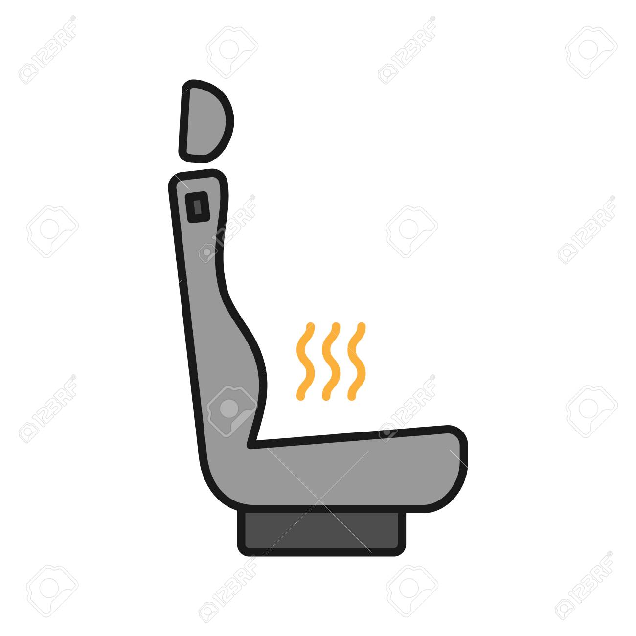 Heated Car Seat Color Icon Seat Warmer Isolated Vector