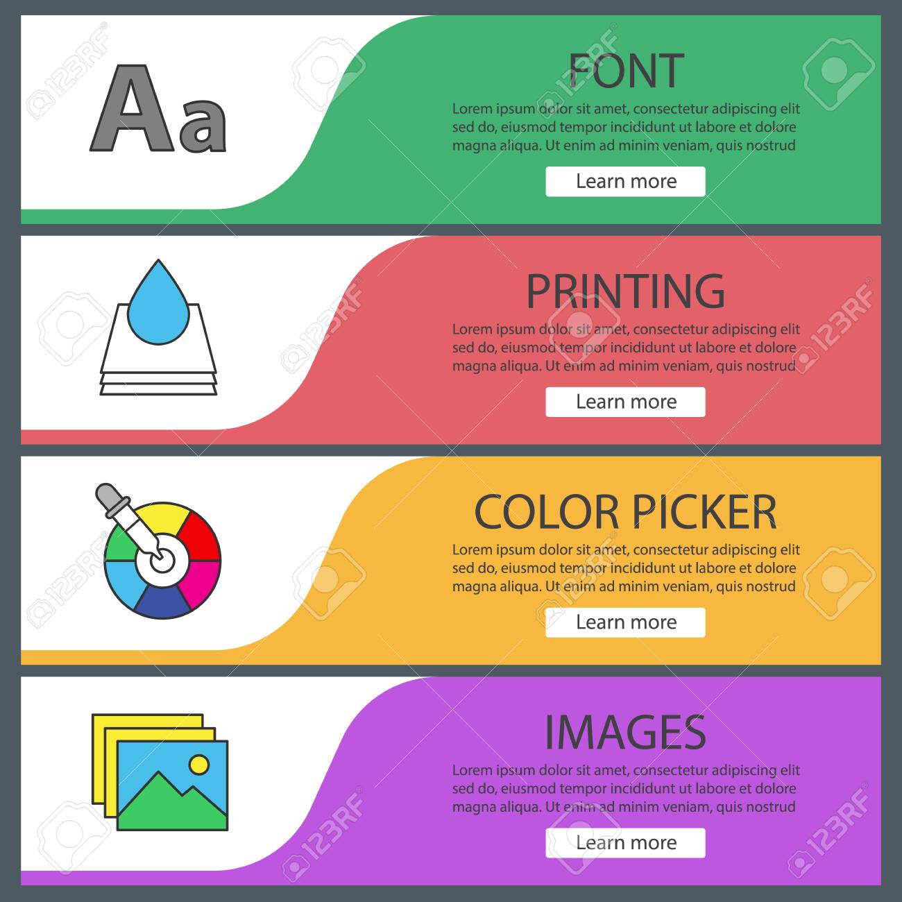 Printing Web Banner Templates Set Polygraphy And Typography
