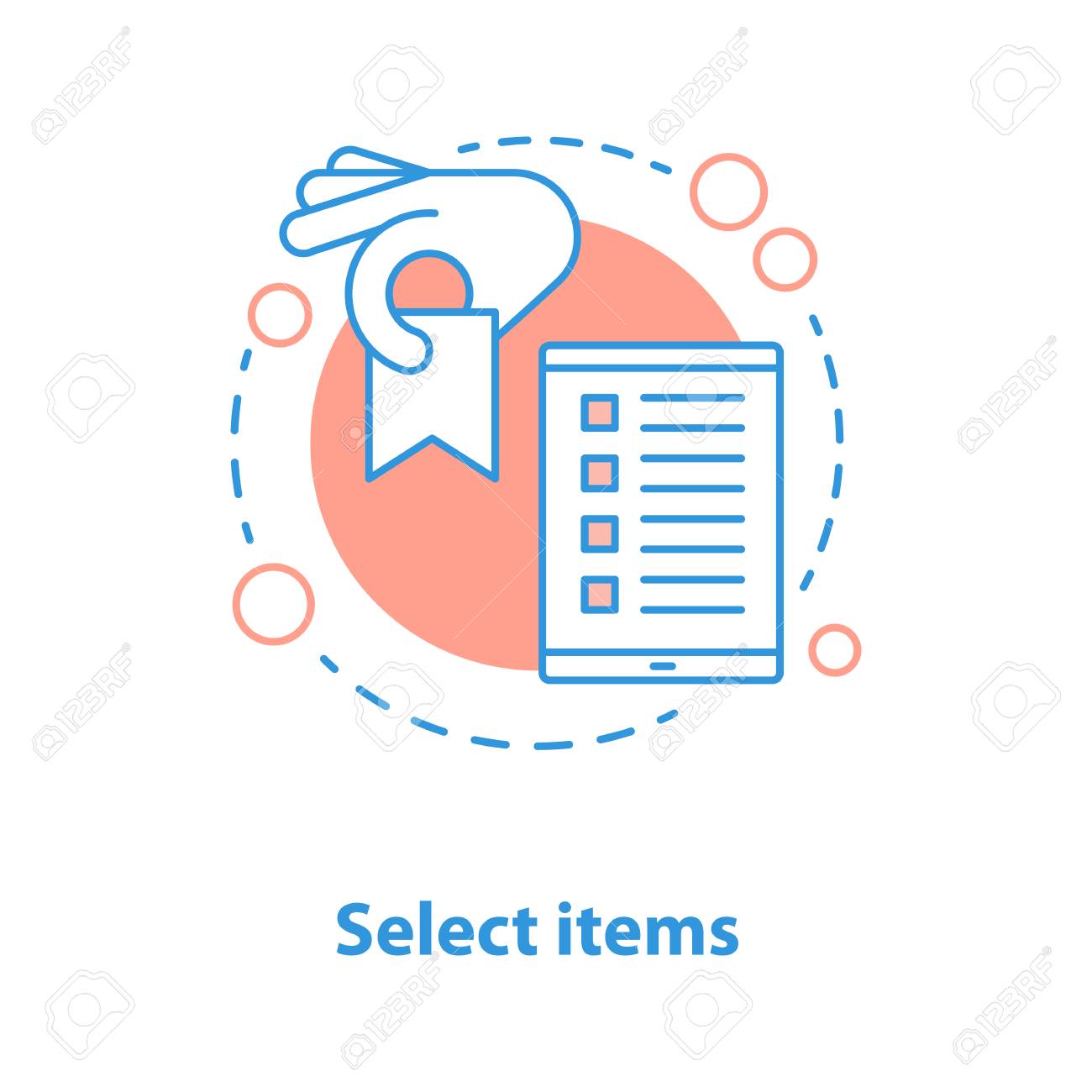 Select Items Concept Icon. Digital Bookmark Idea Thin Line Illustration.  Add To Favourite. Royalty Free SVG, Cliparts, Vectors, and Stock  Illustration. Image 104823849.