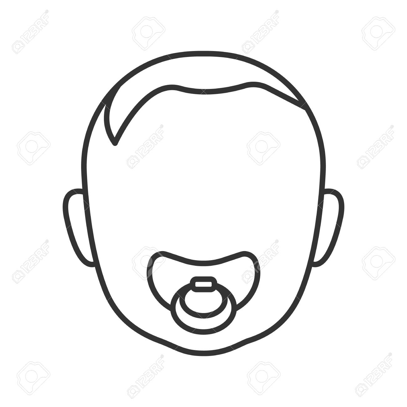 Baby Face With Pacifier Linear Icon. Thin Line Illustration. Child With  Soother In Mouth. Contour Symbol. Vector Isolated Outline Drawing Royalty  Free SVG, Cliparts, Vectors, And Stock Illustration. Image 105172889.