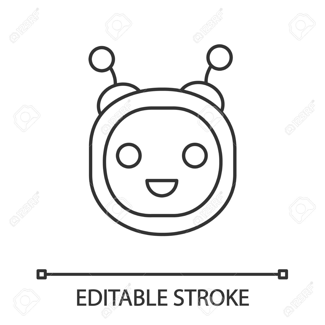 Chatbot Linear Icon Thin Line Illustration Modern Robot Round Head Laughing Chat Bot Virtual Assistant Conversational Agent Contour Symbol Vector Isolated Outline Drawing Editable Stroke Royalty Free Svg Cliparts Vectors And Stock