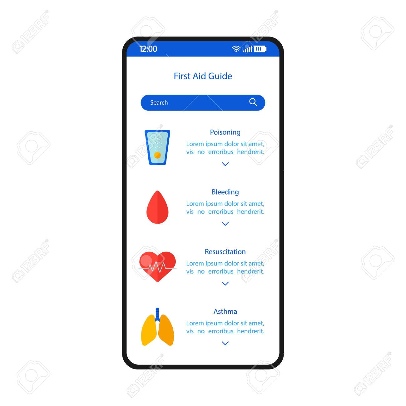 first aid guide smartphone interface vector template mobile mobile template