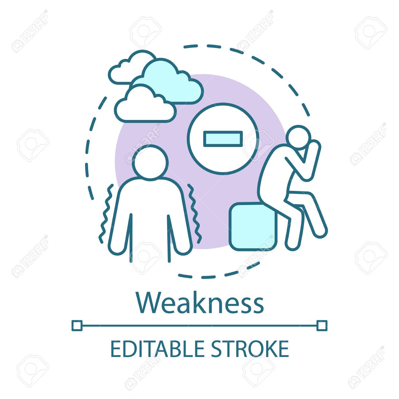 weakness concept icon stress sickness disease idea thin line weakness in a person