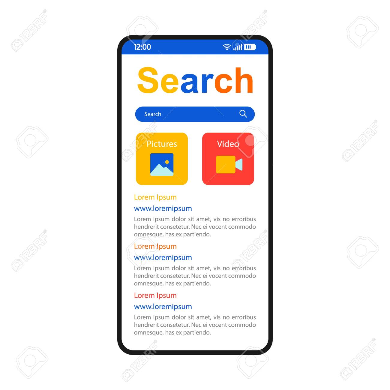 Internet Search Smartphone Interface Vector Template Mobile App Page White Design Layout Online Browser Search Bar Screen Flat Ui For Application Latest News Pictures Videos Phone Display Royalty Free Cliparts Vectors And