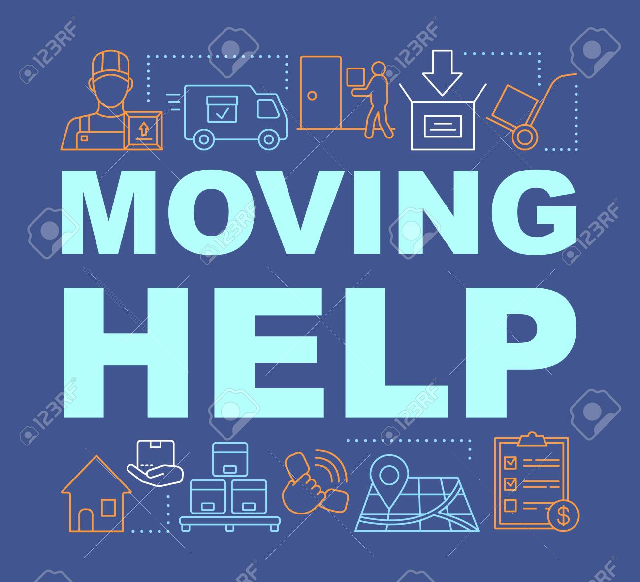 moving help word concepts banner packing and unpacking boxes word moving