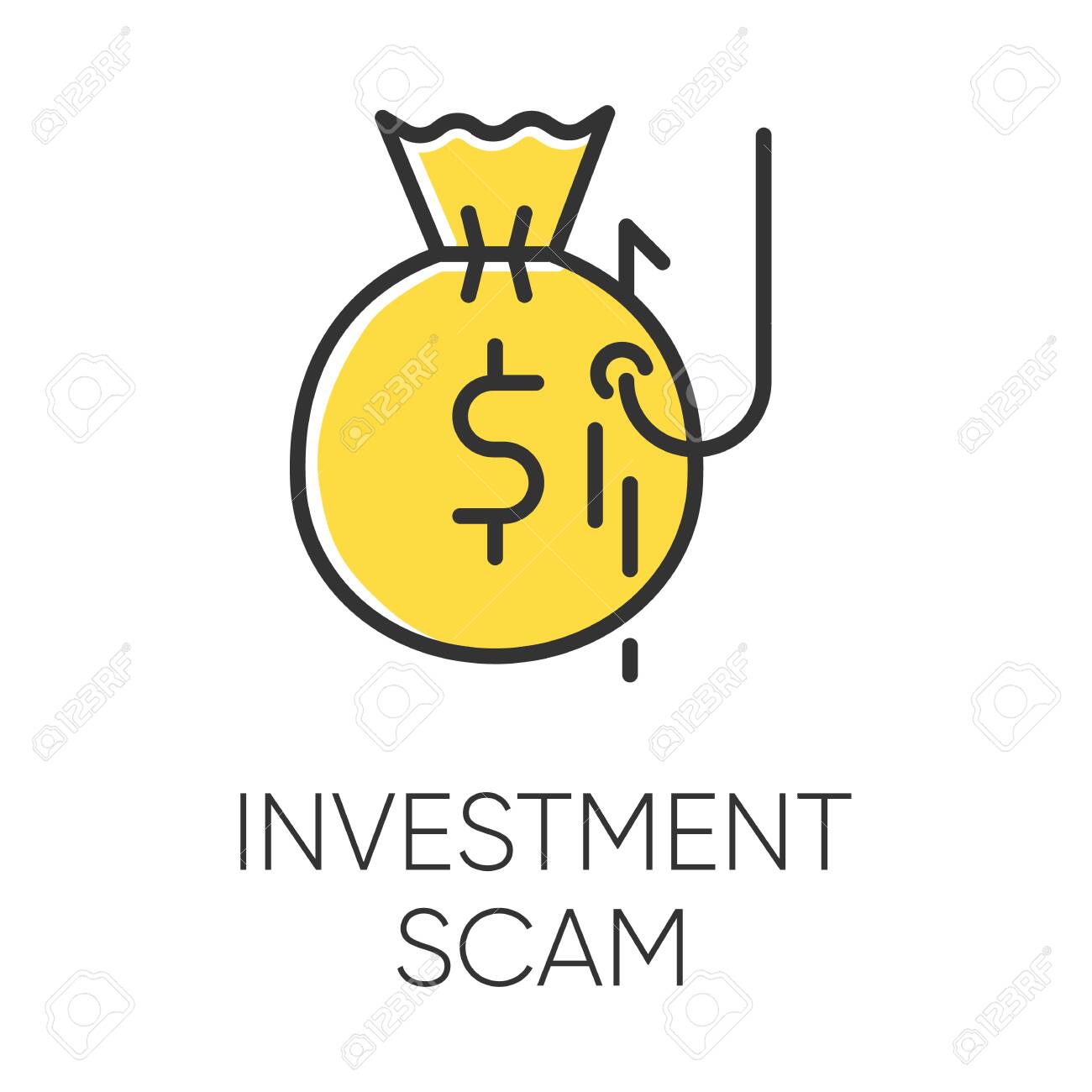 투자 사기 색상 아이콘입니다. 폰지, 피라미드 계획. 금융 사기. 불법 금전 취득. 가짜 이익 약속. 사이버 범죄. 피싱. 사기 행위.  고립 된 벡터 일러스트 레이 션 로열티 무료 사진, 그림, 이미지 그리고