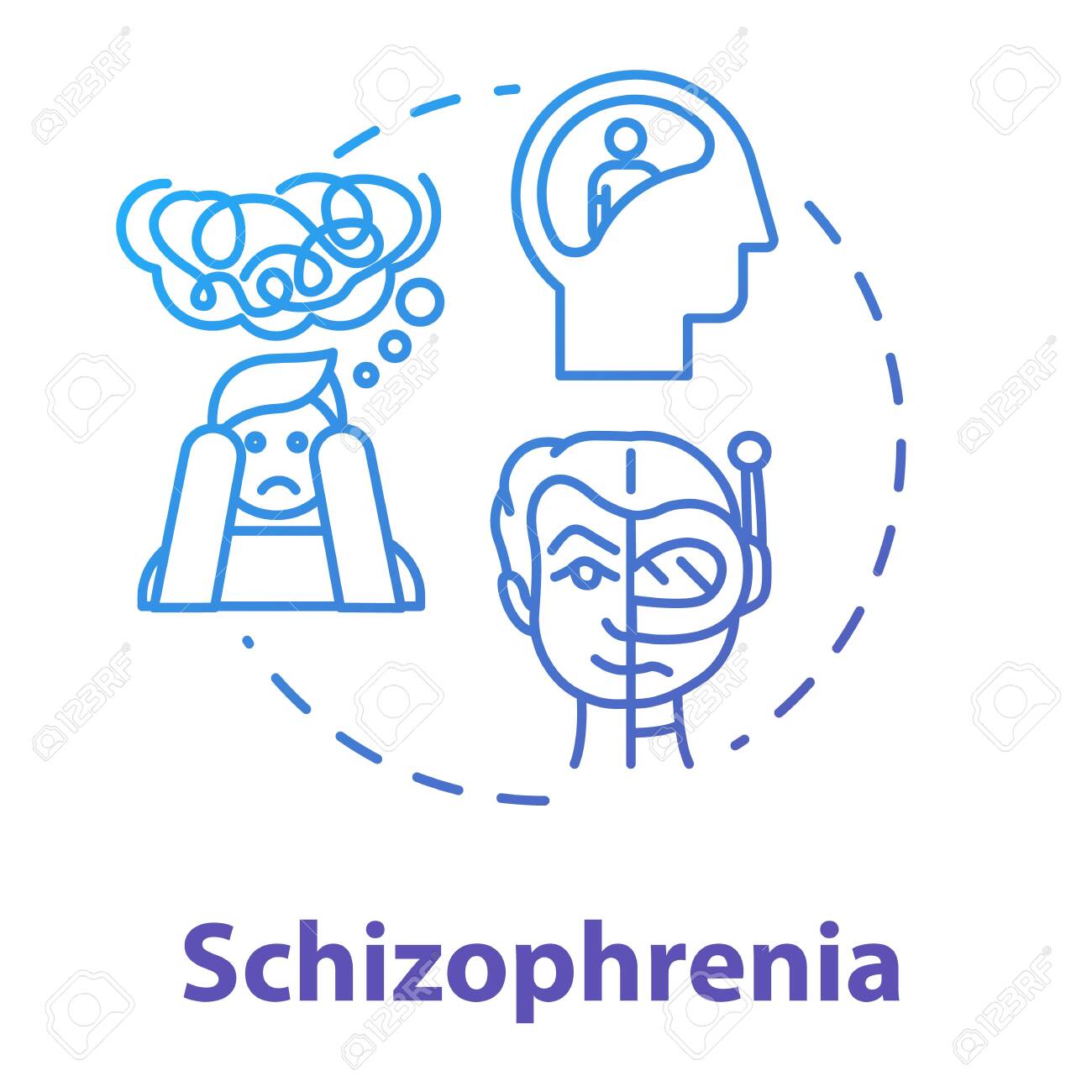 Schizophrenia Concept Icon Psychosis With Hallucinations Insanity Schizophrenic Disorder Mental Illness Idea Thin Line Illustration Vector Isolated Outline Rgb Color Drawing Royalty Free Cliparts Vectors And Stock Illustration Image 140753252