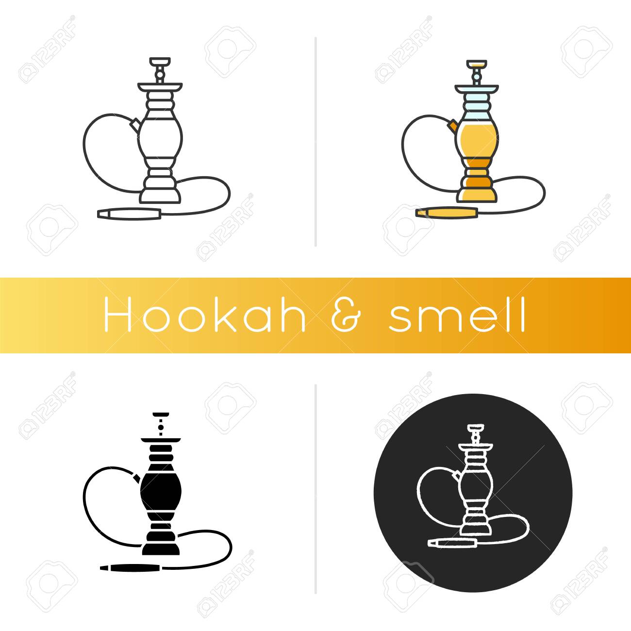 Hookah Icon Sheesha House Hooka And Shisha Menu Nargile Lounge Odor From Pipe Scent Of Vaporizing Smoking Area Linear Black And Rgb Color Styles Isolated Vector Illustrations Royalty Free Cliparts Vectors And