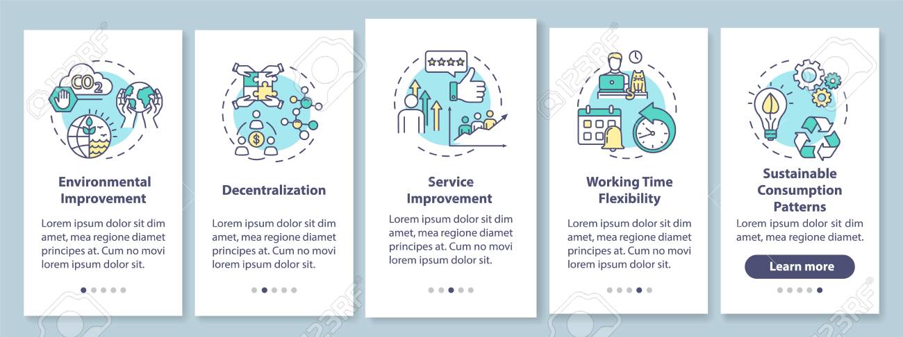 Sharing economy benefits onboarding mobile app page screen with concepts. Modern business model advantages walkthrough five steps graphic instructions. UI vector template with RGB color illustrations - 148175700 Sharing economy benefits onboarding mobile app page screen with concepts. Modern business model advantages walkthrough five steps graphic instructions. UI vector template with RGB color illustrations - 148175700