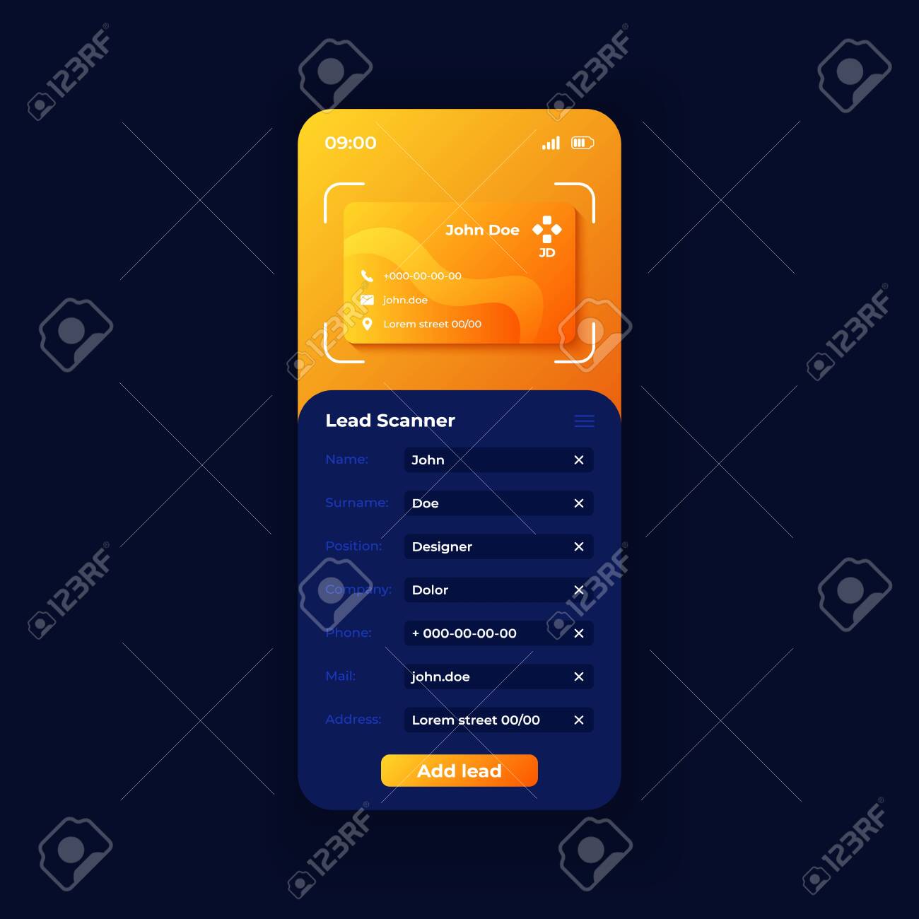 Lead Scanner Smartphone Interface Vector Template Clients Personal Royalty Free Cliparts Vectors And Stock Illustration Image