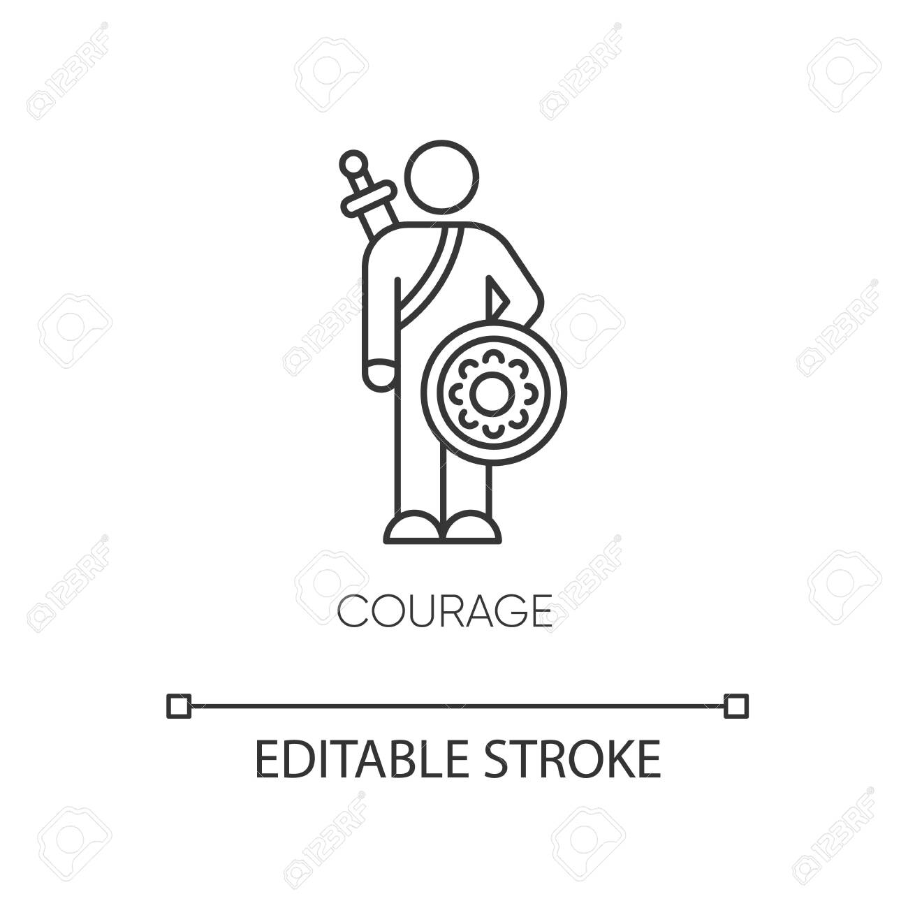 Courage Pixel Perfect Linear Icon. Feeling Of Bravery Thin Line 
