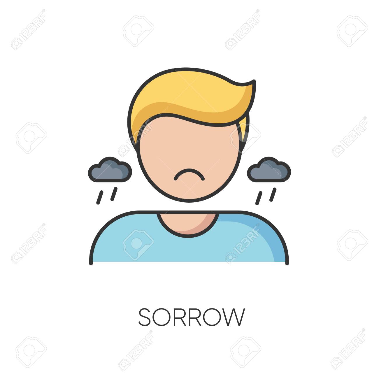 Sorrow Rgb Color Icon Negative Emotion Bad Feeling Sadness Royalty Free Cliparts Vectors And Stock Illustration Image