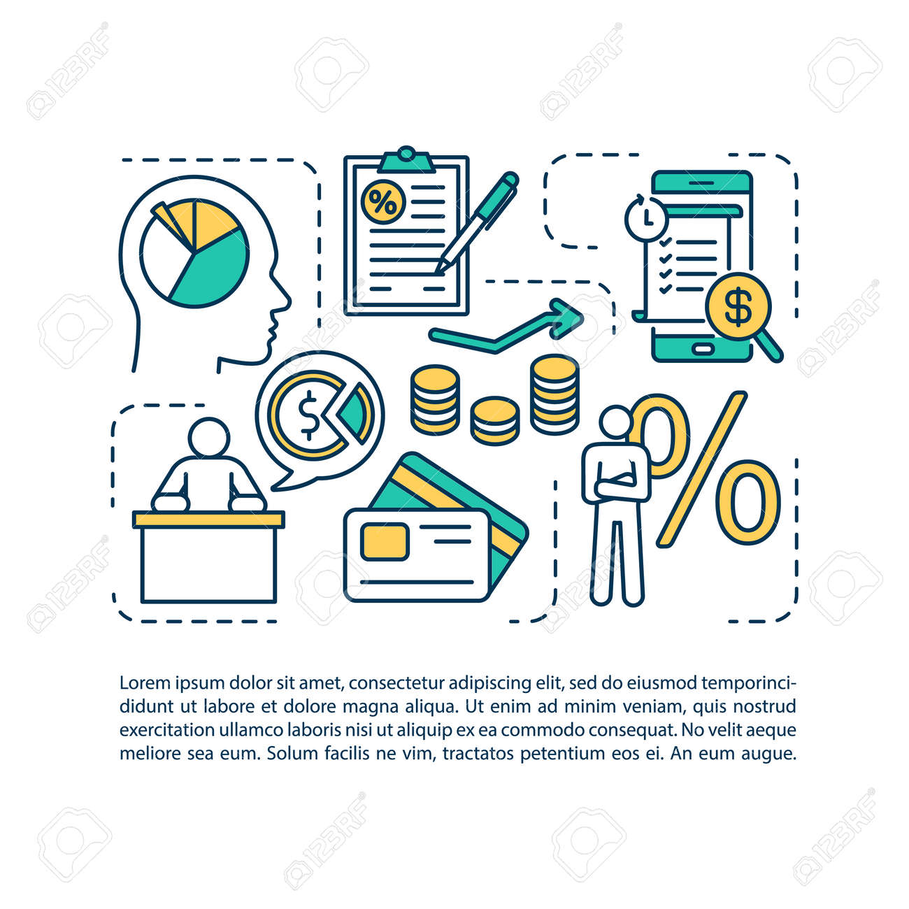 텍스트가 있는 분석 뱅킹 시스템 개념 아이콘입니다. Ppt 페이지 벡터 템플릿입니다. 주식 시장, 채권, 뮤추얼 펀드. 브로셔, 잡지,  선형 삽화가 있는 소책자 디자인 요소 로열티 무료 사진, 그림, 이미지 그리고 스톡포토그래피. Image