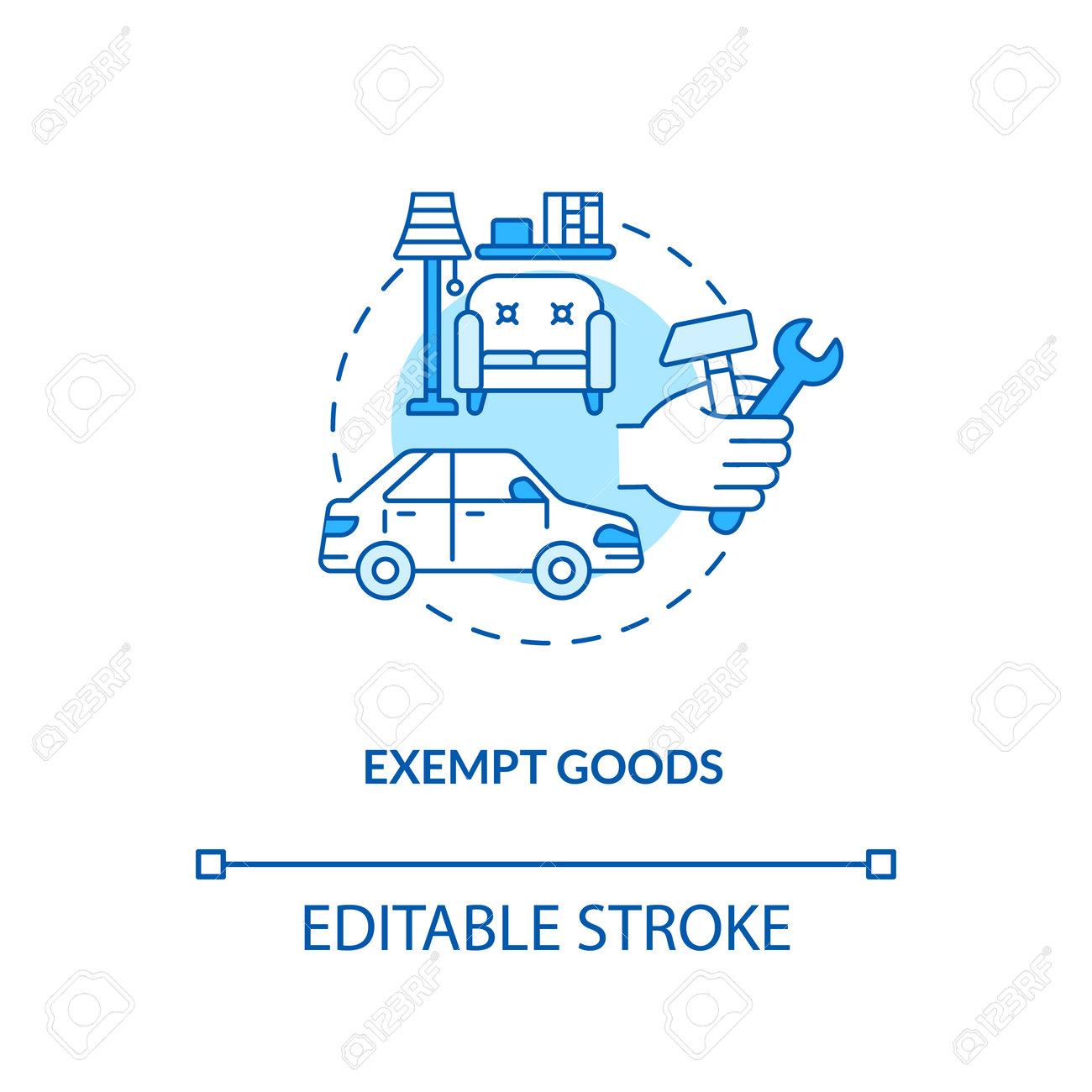 Exempt Goods Blue Concept Icon. Duty Free Supply. No VAT Charge