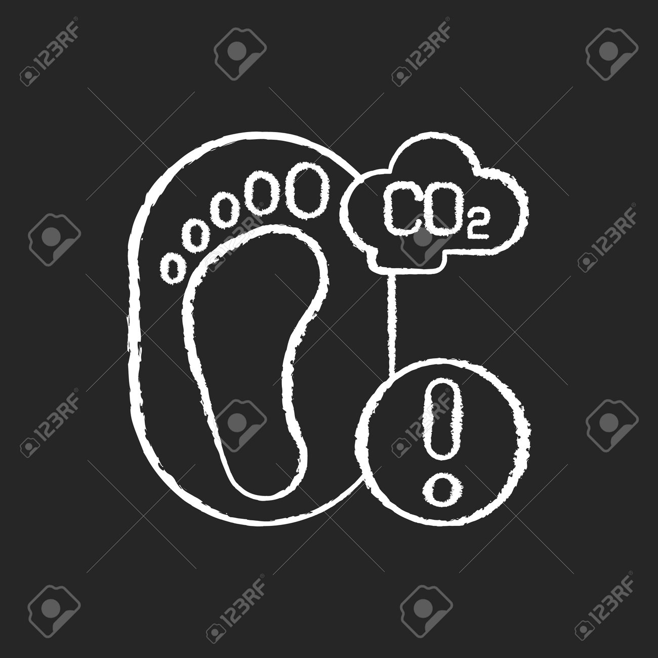 Carbon Footprint Chalk White Icon On Black Background Total Greenhouse Gas Emissions Caused By People Factories Pollution Of Air By Dangerous Gases Isolated Vector Chalkboard Illustration Royalty Free Cliparts Vectors And Stock