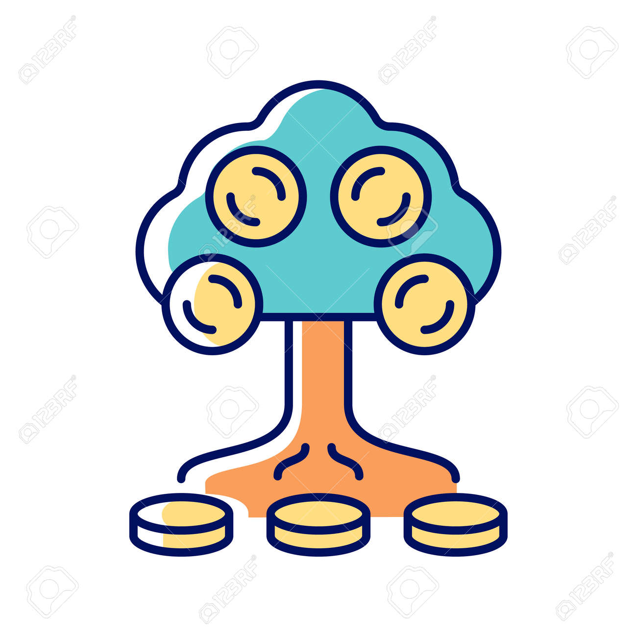 RGBカラーアイコンを投資しています。事業の育成。プロジェクトからの収入。金融リテラシー。金融と経済を理解する。孤立したベクトルイラスト。シンプルな塗りつぶし線画のイラスト素材・ベクター  Image 173704149