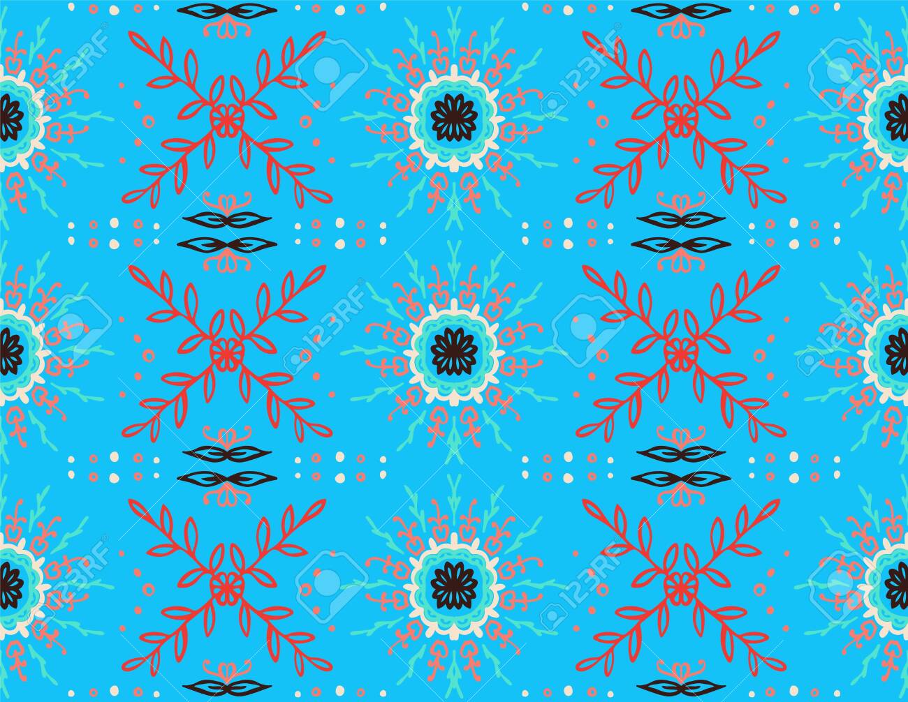 Seamless Floral Pattern Stylized Doodle Flowers Spanish Ethnic Royalty Free Cliparts Vectors And Stock Illustration Image 115771625