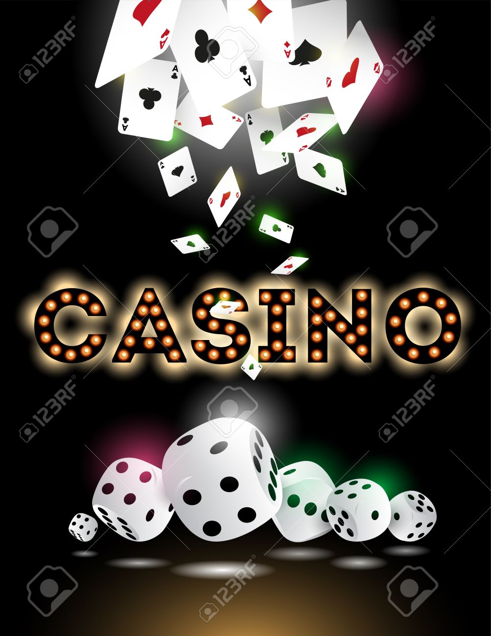 カジノ トランプ サイコロを飛んでと抽象的な背景のイラスト素材