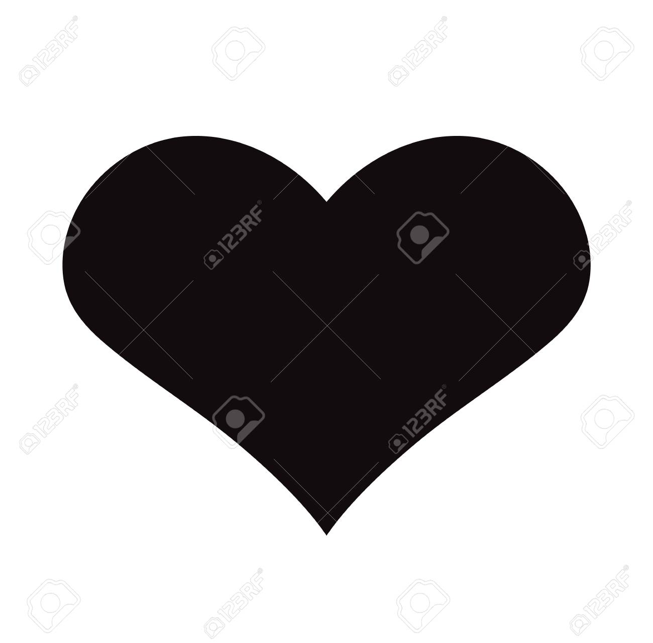 Flat Black Heart Icon Isolated on White Background. Vector illustration. - 121676834 Flat Black Heart Icon Isolated on White Background. Vector illustration. - 121676834