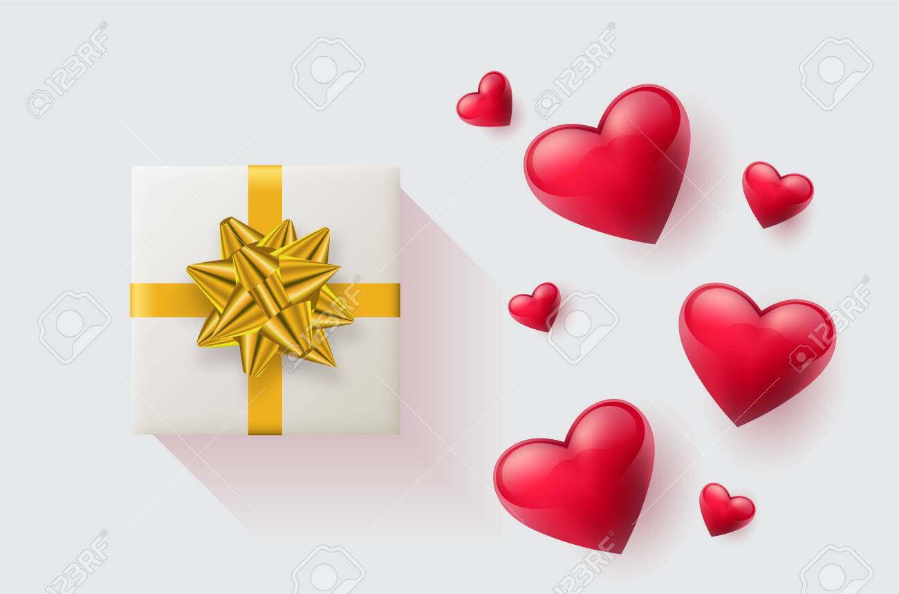 Festive wallpaper decorated with hearts and gifts. Vector illustration - Vector - 121677206 Festive wallpaper decorated with hearts and gifts. Vector illustration - Vector - 121677206