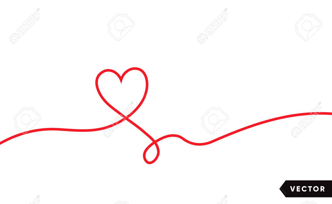 Continuous one line drawing of red heart isolated on white background. Vector illustration - 125328902 Continuous one line drawing of red heart isolated on white background. Vector illustration - 125328902