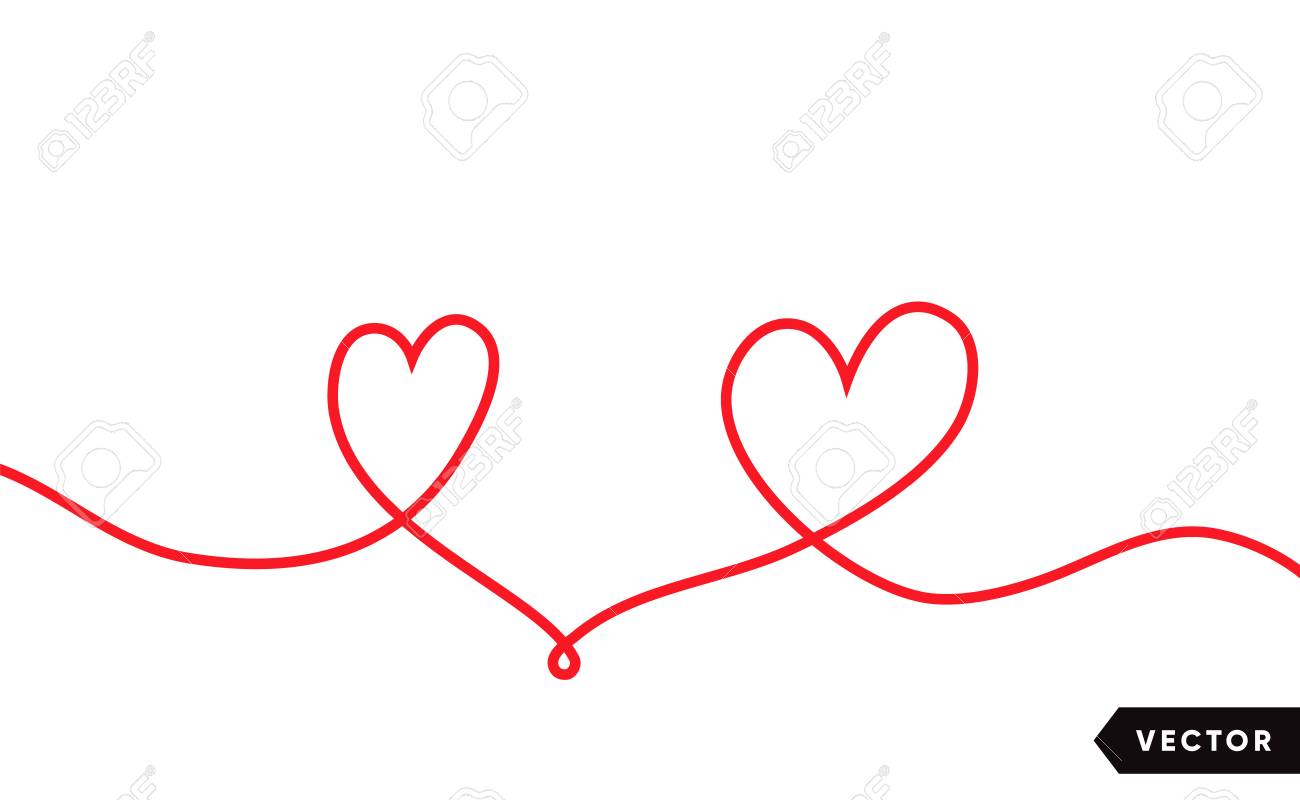 Continuous one line drawing of red heart isolated on white background. Vector illustration - 125328907 Continuous one line drawing of red heart isolated on white background. Vector illustration - 125328907