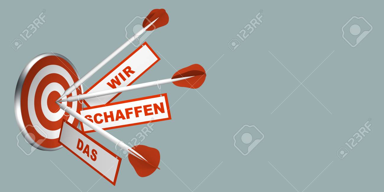 Darts On Target Concept For Motivation With Text In German