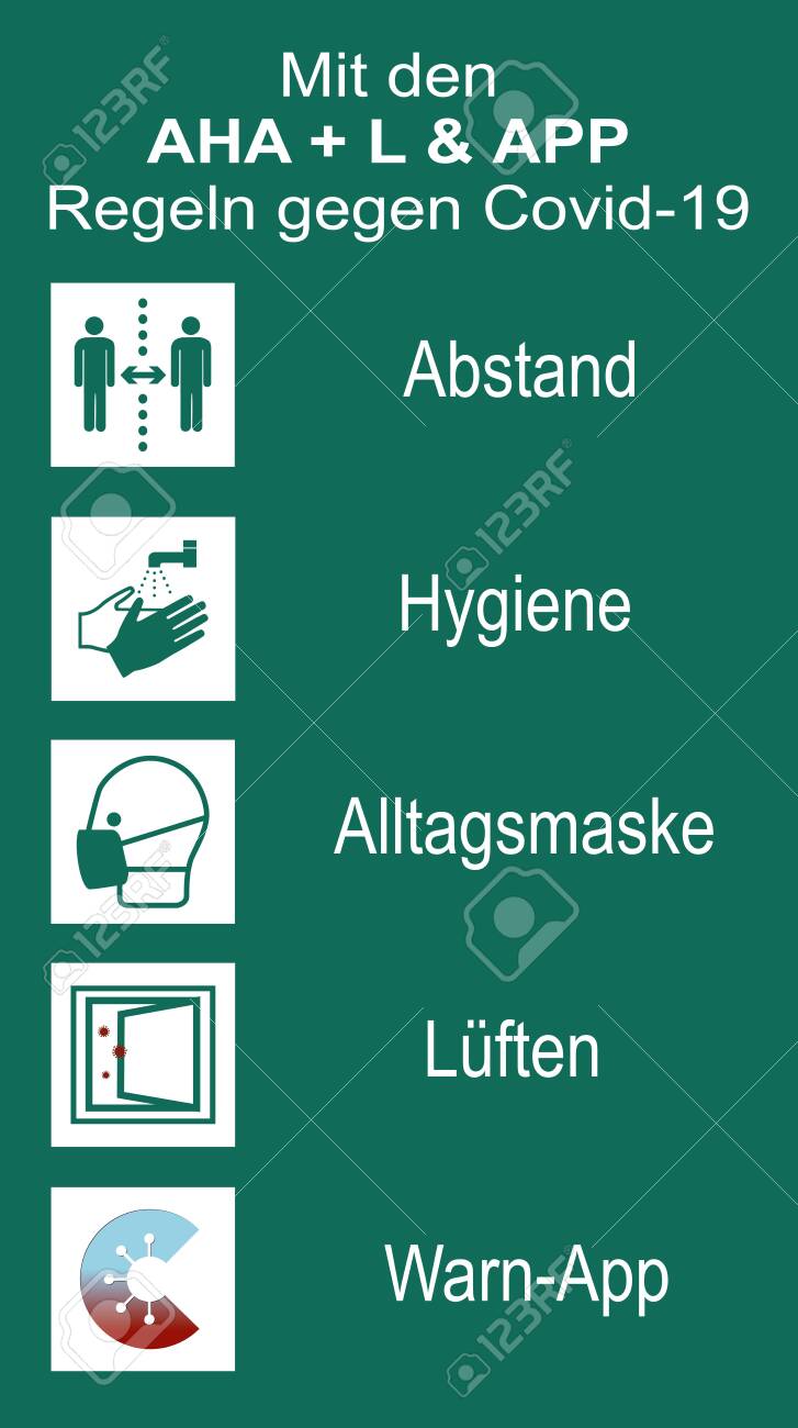 Sign with the AHA + L & Warning APP rule with German text - 157184438 Sign with the AHA + L & Warning APP rule with German text - 157184438