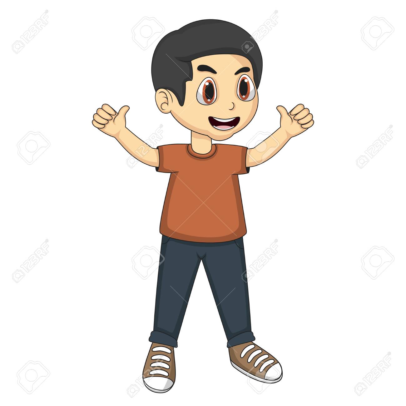 little boy cartoon with two tumbs up royalty free cliparts vectors