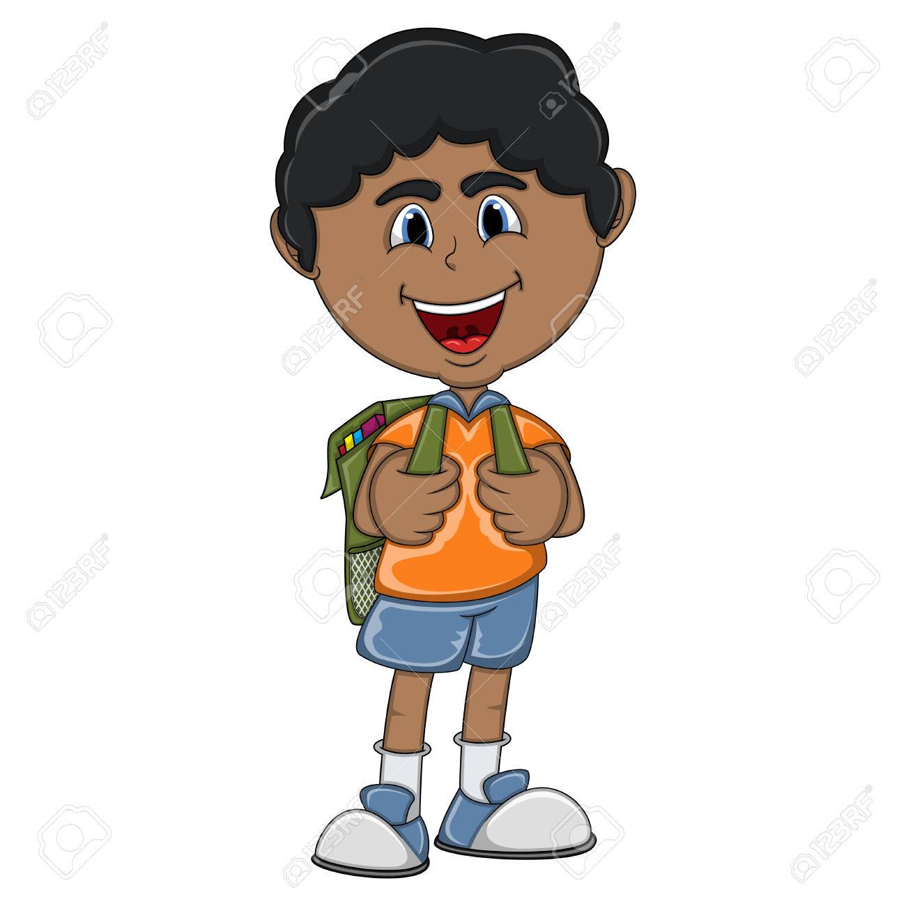 kid with backpack cartoon
