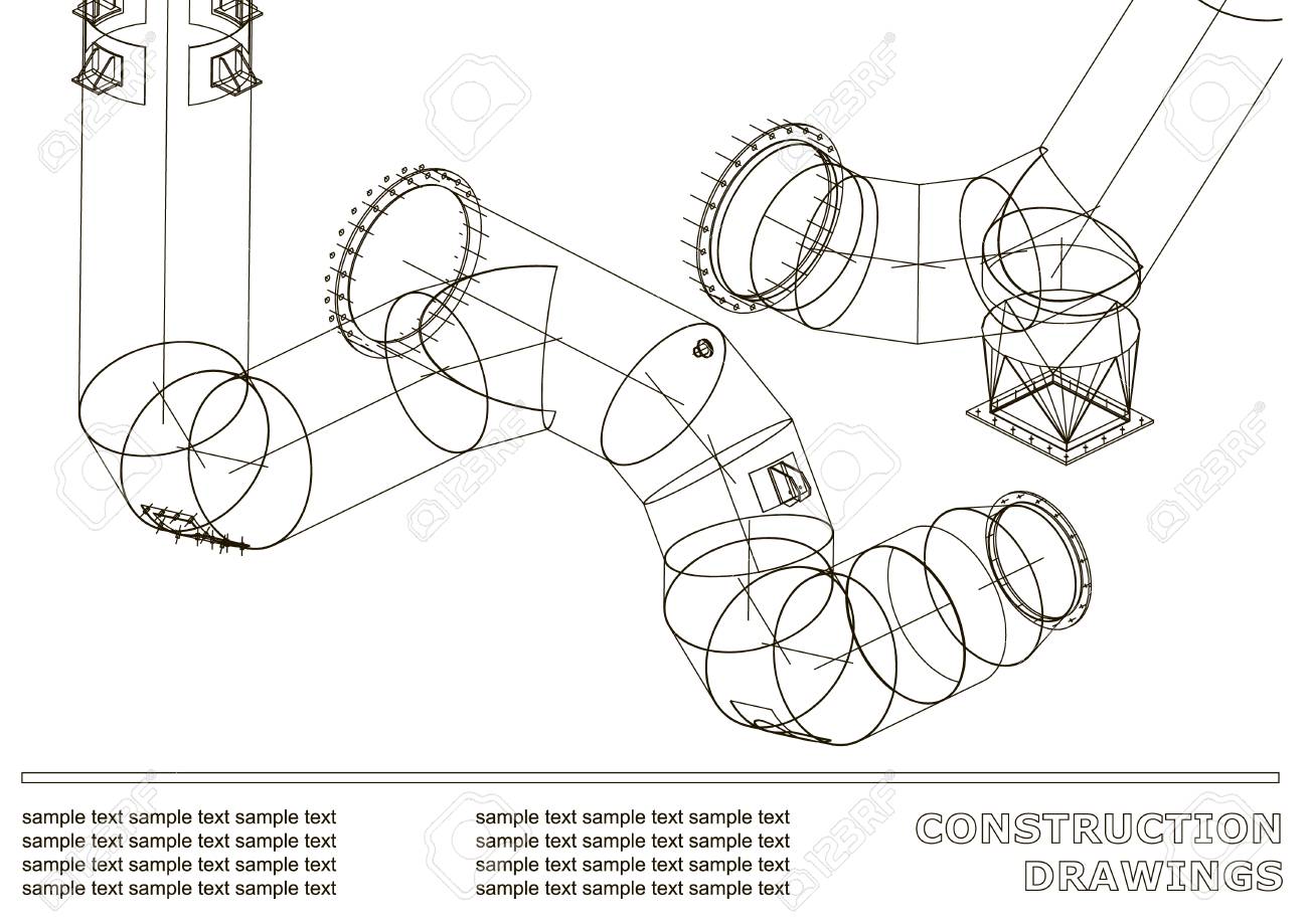 drawings of steel structures pipes and pipe 3d blueprint of plumbing blueprint