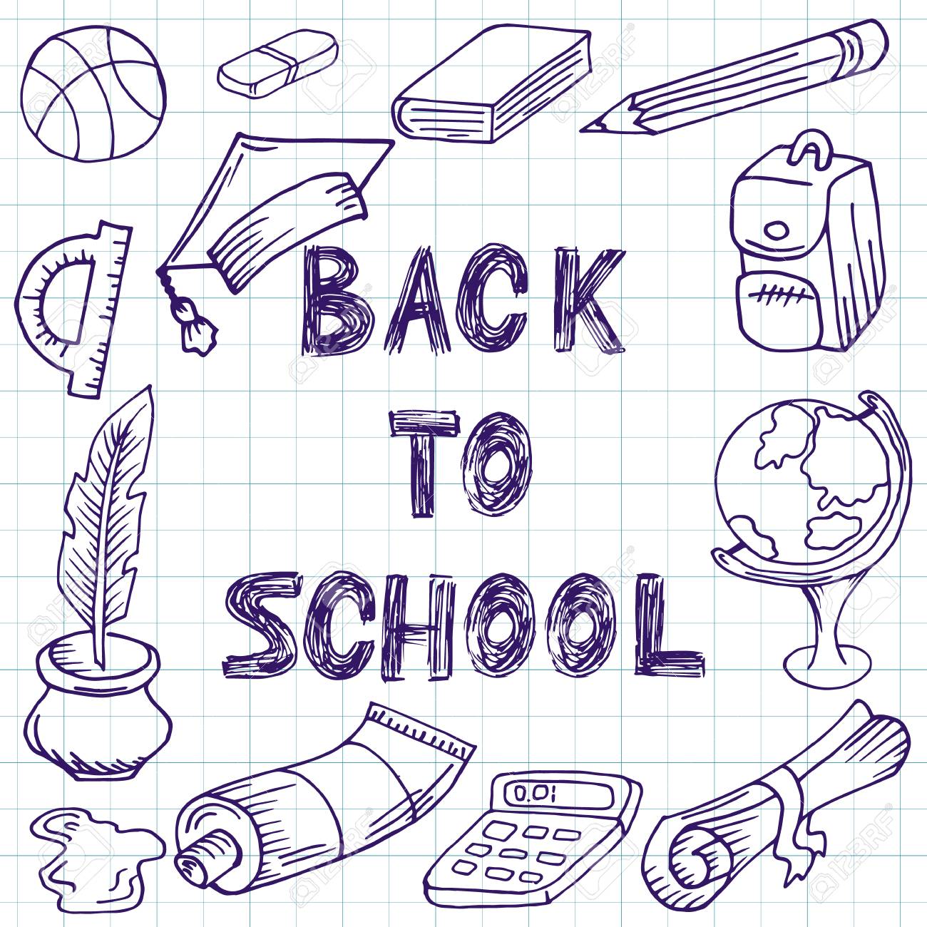 Back To School Drawing With A Pen Doodle Image Hand Drawing Royalty Free Cliparts Vectors And Stock Illustration Image